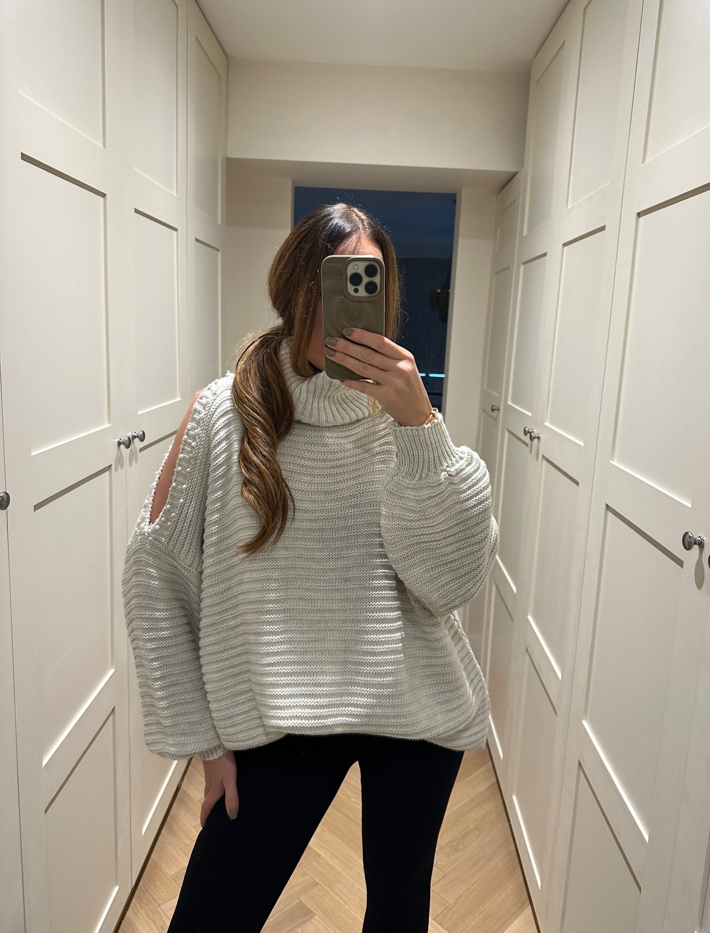 Cream Cut Out Shoulder Jumper