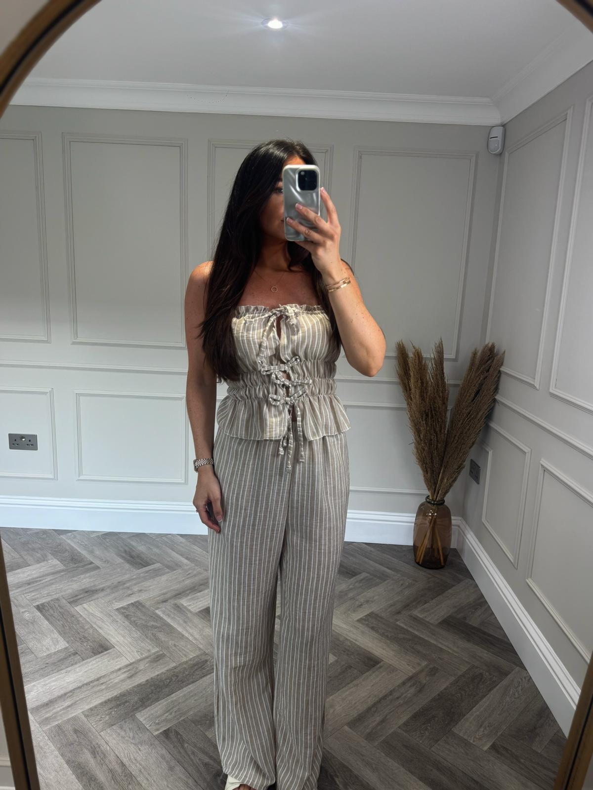 Beige Pinstripe Trouser Co-Ord