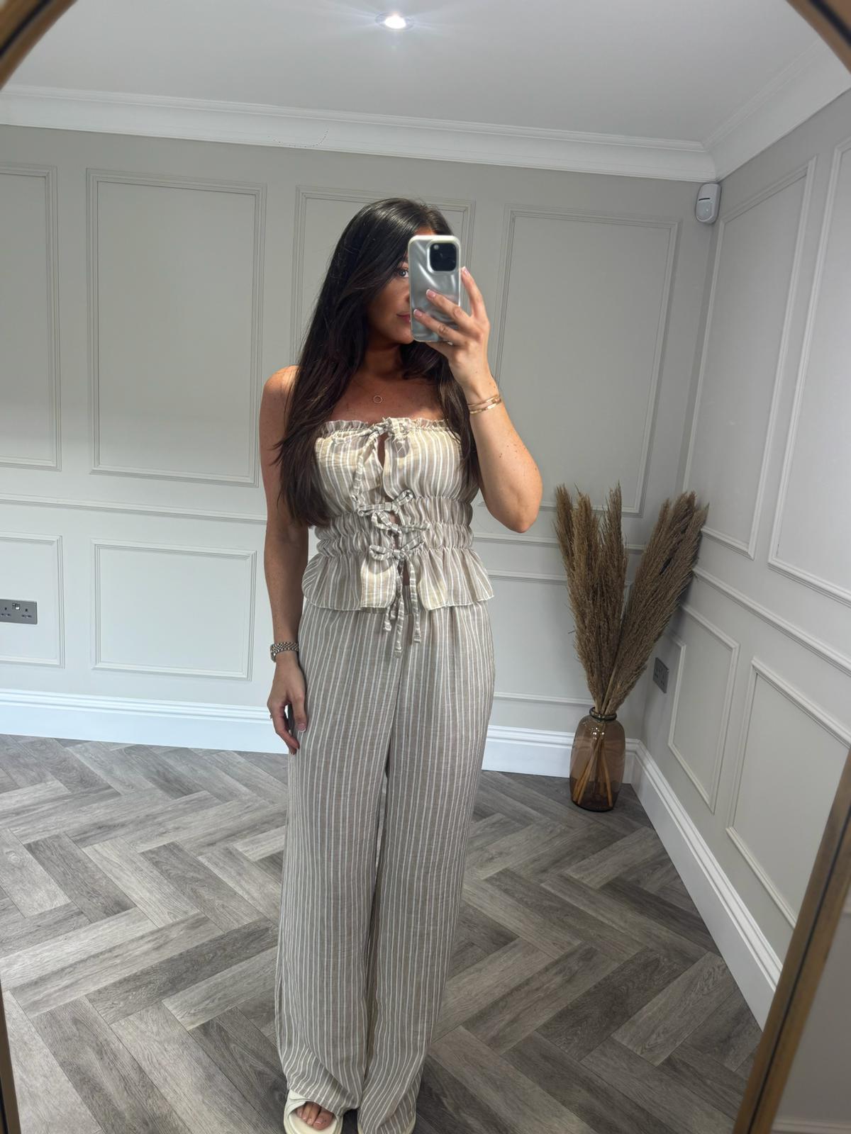 Beige Pinstripe Trouser Co-Ord