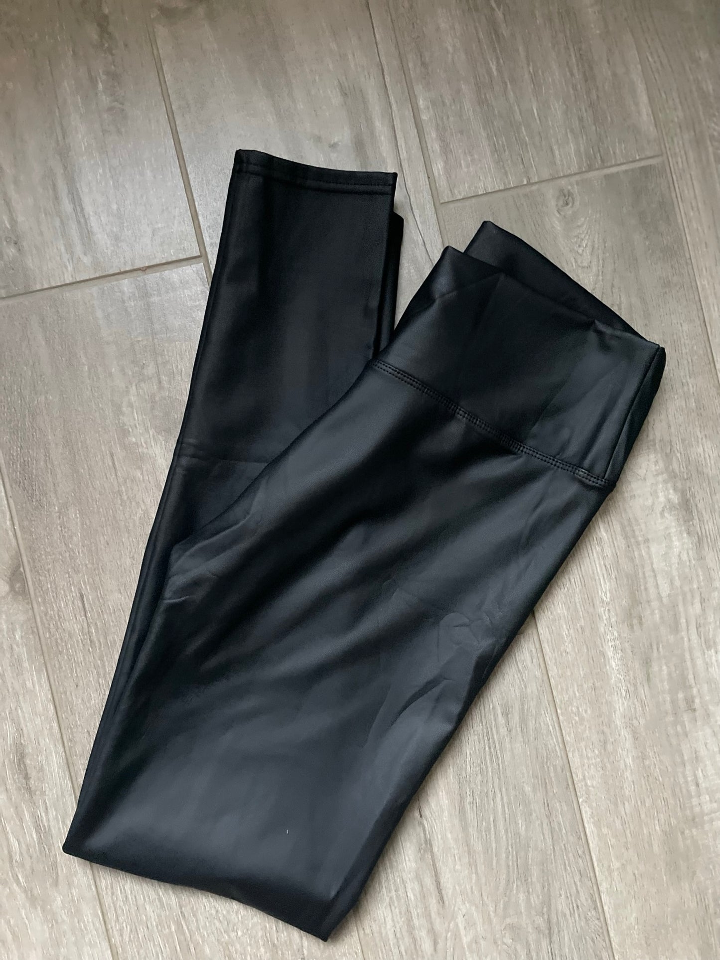 Beige Leather Leggings