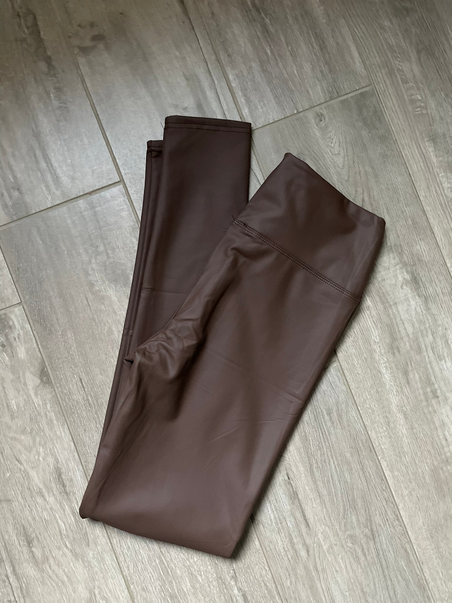 Beige Leather Leggings