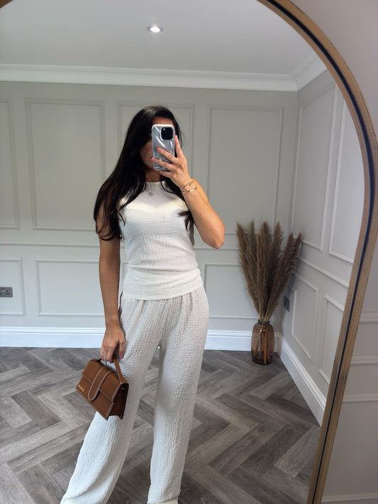 Cream Vest Lounge Set