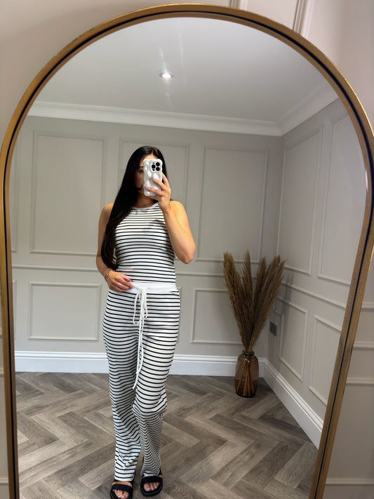 Black and White racer Vest Co-ord