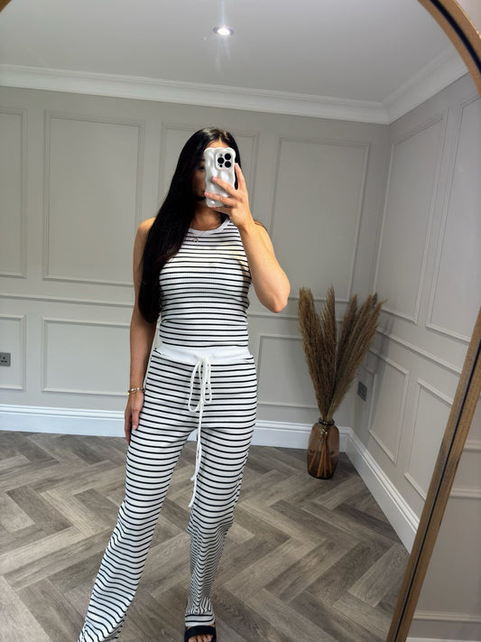 Black and White racer Vest Co-ord