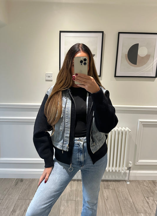 Black Hooded Denim Jacket