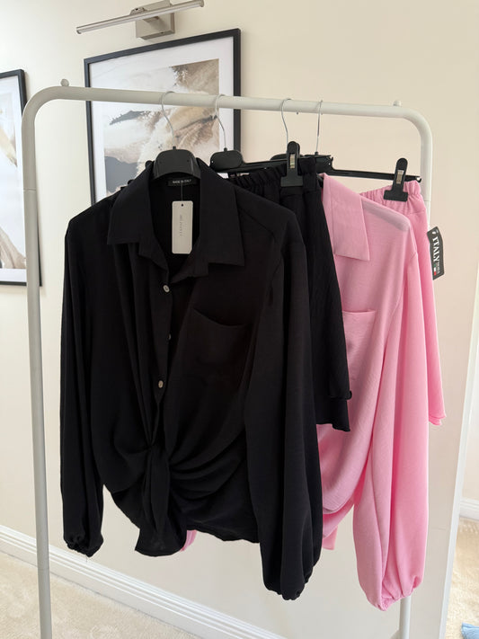 Black Oversized Short Set