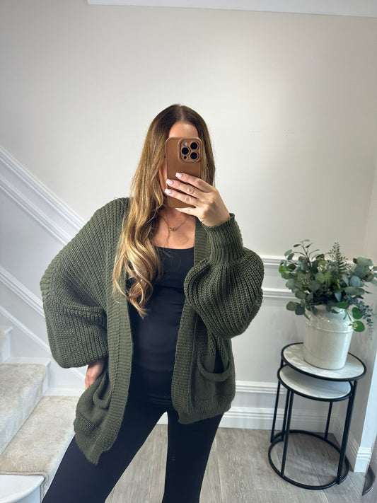 Khaki Short Knit Cardigan