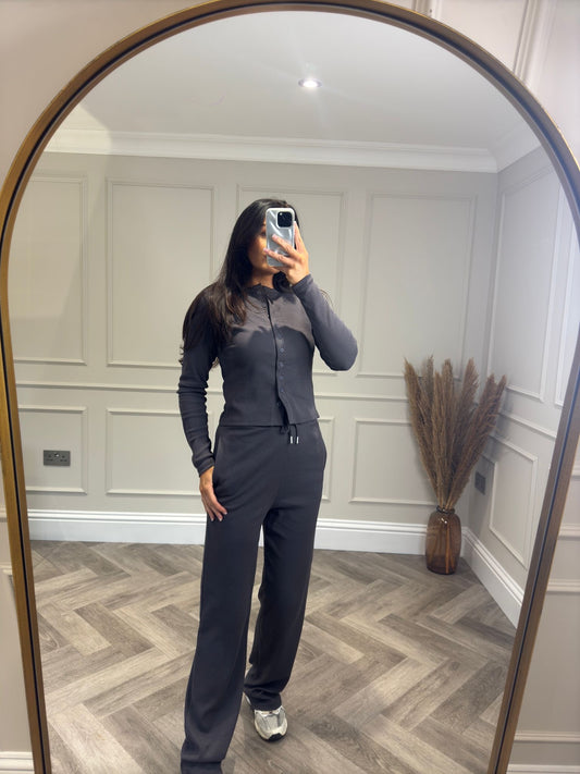 Charcoal Grey Button Up Lounge Set