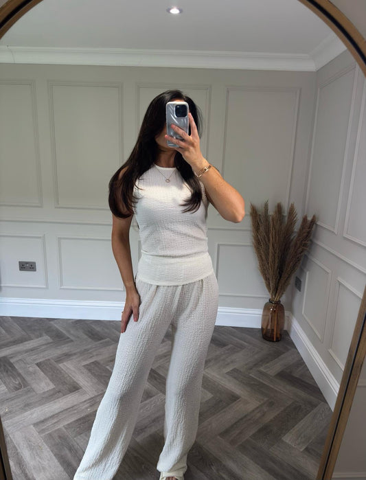 Cream Vest Lounge Set