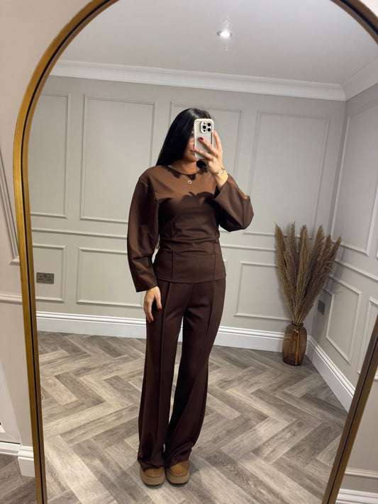 Brown Long Sleeve Lounge Set