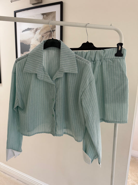 Mint Stripe Shirt Co-Ord