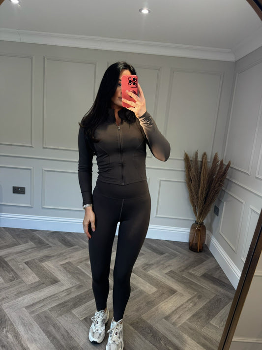 Brown Zip Up Gym Set
