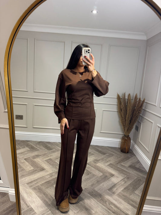 Brown Long Sleeve Lounge Set