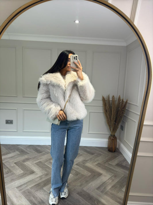 Cream Faux Fur Coat
