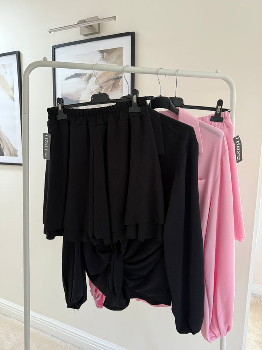Black Oversized Short Set
