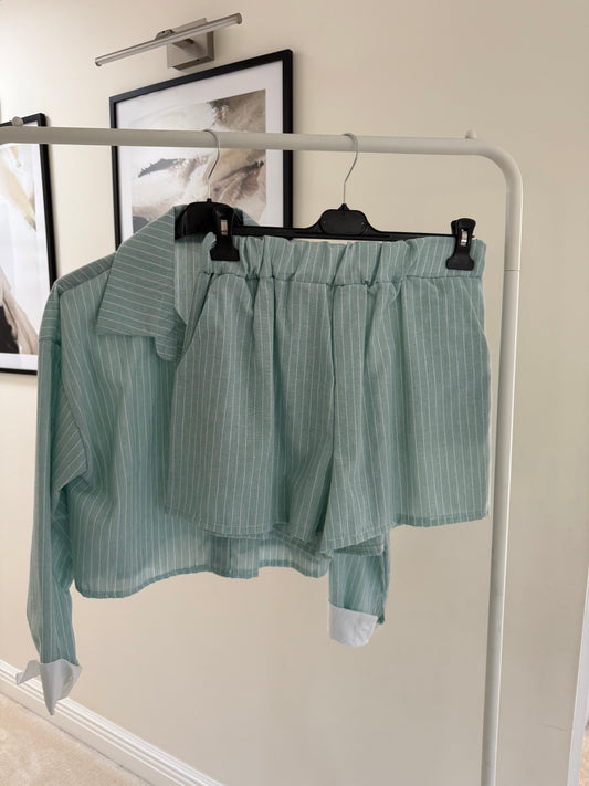 Mint Stripe Shirt Co-Ord
