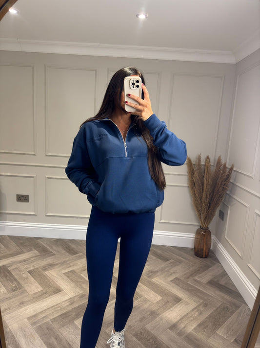 Navy Ribbed Leggings