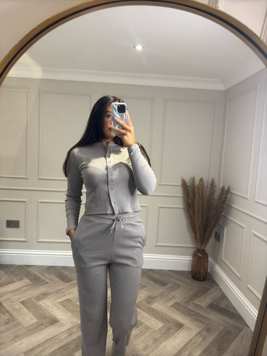 Dove Grey Button Up Lounge Set